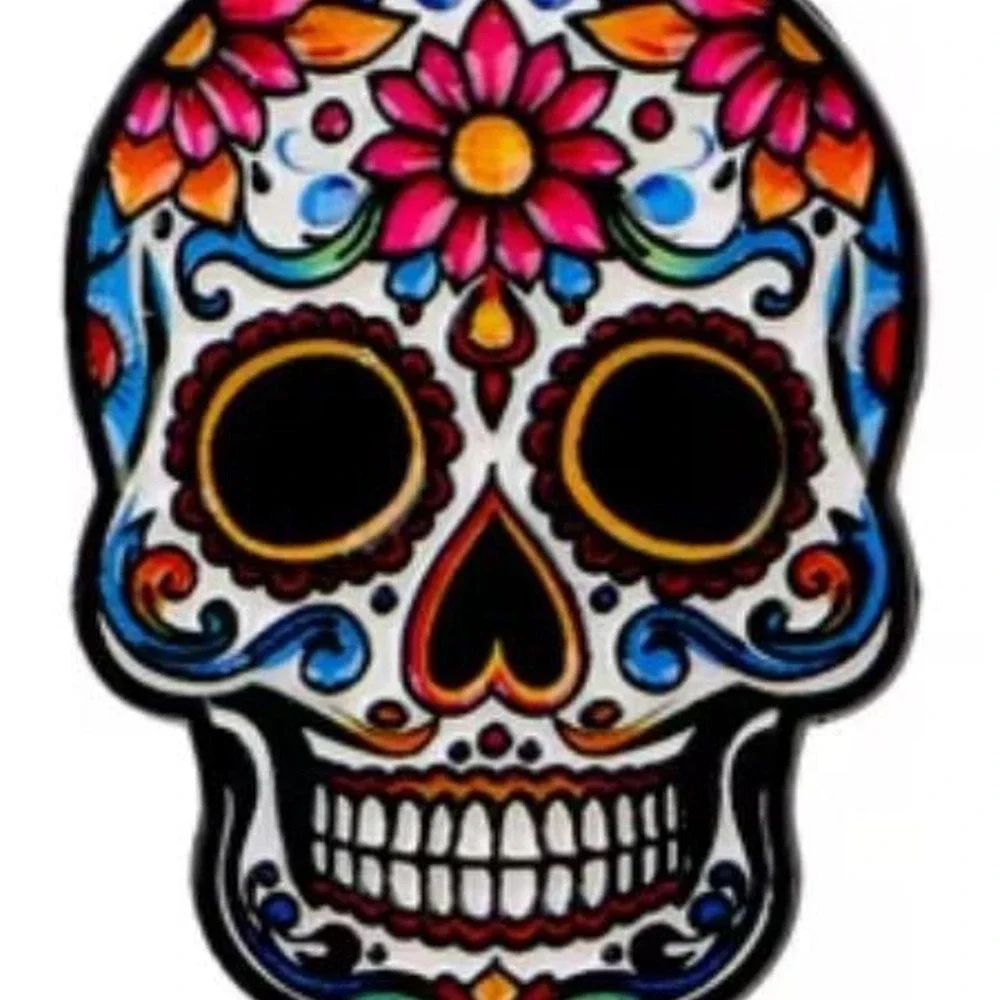 Sugar Skull Enamel Pin Day of the Dead Calavera Multicolor Floral Lapel Pin NEW